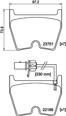 8DB 355 023-081 Sada brzdových destiček, kotoučová brzda HELLA