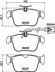 8DB 355 044-901 Sada brzdových destiček, kotoučová brzda HELLA