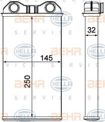 8FH 351 000-621 HELLA výmenník tepla vnútorného kúrenia 8FH 351 000-621 HELLA