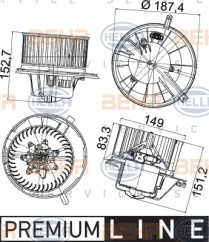 8EW 351 043-211 HELLA vnútorný ventilátor 8EW 351 043-211 HELLA