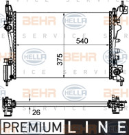 8MK 376 754-571 HELLA chladič motora 8MK 376 754-571 HELLA