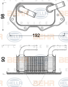 8MO 376 797-021 Olejový chladič, motorový olej HELLA