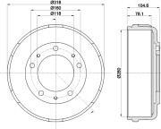 8DT 355 300-451 Brzdový buben HELLA