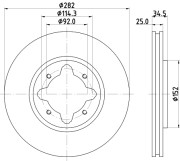 8DD 355 104-971 HELLA brzdový kotúč 8DD 355 104-971 HELLA