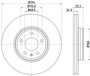 8DD 355 113-881 Brzdový kotouč PRO HELLA