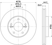 8DD 355 115-091 Brzdový kotouč PRO HELLA