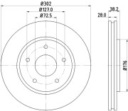 8DD 355 115-841 Brzdový kotouč PRO HELLA