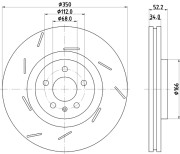 8DD 355 134-361 Brzdový kotouč PRO High Carbon HELLA