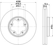 8DD 355 133-161 Brzdový kotouč PRO HELLA