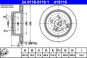 24.0118-0119.1 ATE brzdový kotúč 24.0118-0119.1 ATE
