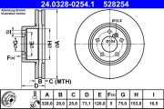 24.0328-0254.1 Brzdový kotouč PowerDisc ATE