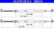 24.3727-0313.2 ATE żażné lanko parkovacej brzdy 24.3727-0313.2 ATE