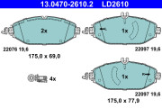 13.0470-2610.2 Sada brzdových destiček, kotoučová brzda ATE Ceramic ATE