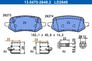 13.0470-2648.2 Sada brzdových destiček, kotoučová brzda ATE Ceramic ATE