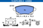 13.0470-2652.2 Sada brzdových destiček, kotoučová brzda ATE Ceramic ATE