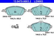 13.0470-9003.2 Sada brzdových destiček, kotoučová brzda ATE Ceramic ATE