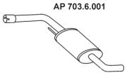 703.6.001 EBERSPÄCHER stredný tlmič výfuku 703.6.001 EBERSPÄCHER