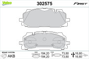 302575 Sada brzdových destiček, kotoučová brzda FIRST VALEO