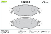 302663 Sada brzdových destiček, kotoučová brzda FIRST VALEO