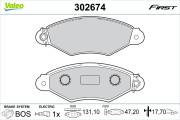 302674 Sada brzdových destiček, kotoučová brzda FIRST VALEO