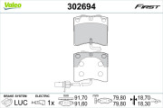 302694 Sada brzdových destiček, kotoučová brzda FIRST VALEO