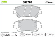 302701 Sada brzdových destiček, kotoučová brzda FIRST VALEO
