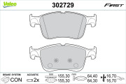 302729 Sada brzdových destiček, kotoučová brzda FIRST VALEO