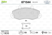 671544 Sada brzdových destiček, kotoučová brzda VALEO