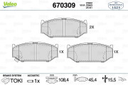 670309 Sada brzdových destiček, kotoučová brzda VALEO