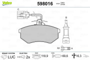 598016 Sada brzdových destiček, kotoučová brzda VALEO