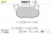 598075 Sada brzdových destiček, kotoučová brzda VALEO