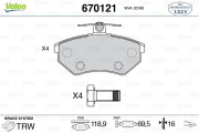 670121 Sada brzdových destiček, kotoučová brzda VALEO