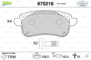 670216 Sada brzdových destiček, kotoučová brzda 1923 VALEO