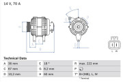 0 986 043 101 BOSCH alternátor 0 986 043 101 BOSCH