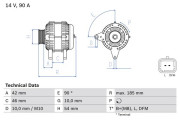 0 986 080 190 generátor BOSCH