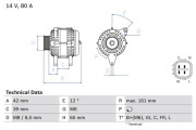 0 986 080 570 BOSCH alternátor 0 986 080 570 BOSCH