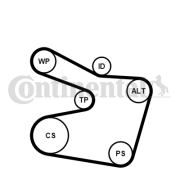 6PK1538WP2 Vodní pumpa + klinový żebrový řemen CONTINENTAL CTAM