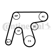 6PK1642WP3 Vodní pumpa + klinový żebrový řemen CONTINENTAL CTAM