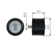 T36627 Vratná/vodicí kladka, klínový žebrový řemen Vulco-Flex® Green Stripe® GATES