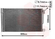 17005314 chladič klimatizace se sušičem 1.0i 12V , 1.2i 8V, 1.2i 16V , 1.4i 8V, 1.4i 16V [570*353*12] 17005314 VAN WEZEL