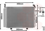 82005245 chladič klimatizace se sušičem 1.1i 12V, 1.2i 16V (vstup 13 mm, výstup 13 mm) [435*340*18] 82005245 VAN WEZEL