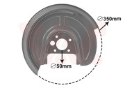 5892374 prachový štít zadního brzdového kotouče o rozměrech 256x22 mm P 5892374 VAN WEZEL