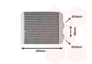 37006259 VAN WEZEL radiátor topení (typ DELPHI, kulaté vývody) (-AC) [210*184*25] 37006259 VAN WEZEL