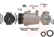 3700K317 VAN WEZEL kompresor klimatizace 1.0i 12V (±AUT), 1.2i 16V (±AUT) 3700K317 VAN WEZEL