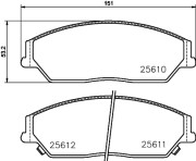 2561003 Sada brzdových destiček, kotoučová brzda TEXTAR