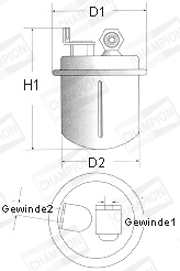 L222/606 CHAMPION palivový filter L222/606 CHAMPION