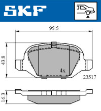 VKBP 90472 SKF sada brzdových platničiek kotúčovej brzdy VKBP 90472 SKF