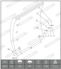 K19191.0-F3504 Sada brzdoveho oblozeni, bubnova brzda PREMIER FERODO