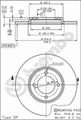 08.1643.10 Brzdový kotouč PRIME LINE BREMBO