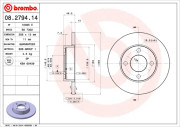 08.2794.14 Brzdový kotouč PRIME LINE BREMBO